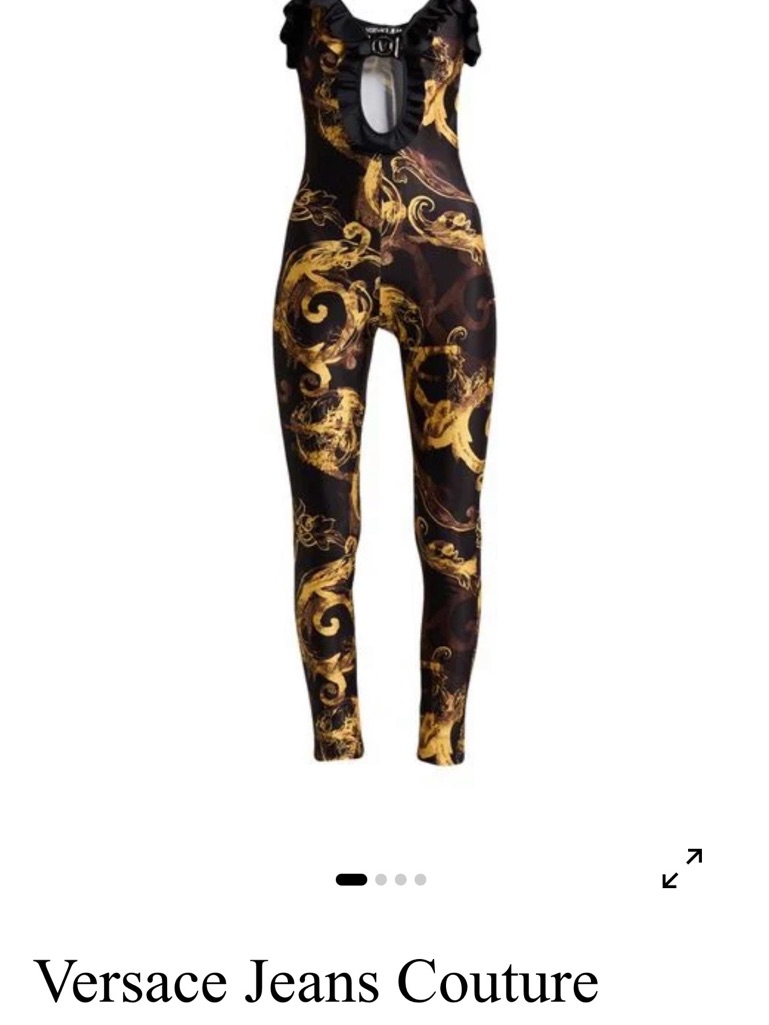 Versace Jeans Collection Black & Gold Baroque-Print Sleeveless Jumpsuit